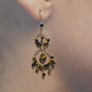 Elegant Chandelier Tiger Eyes Earrings